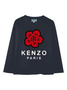 T-shirt per bambini Kenzo Kids blu con stampa a fiori - Rubino Kids