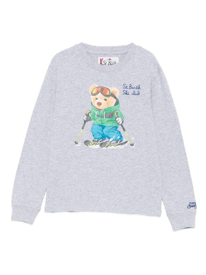 MC2 Saint Barth Kids grey T-shirt with skiing bear print