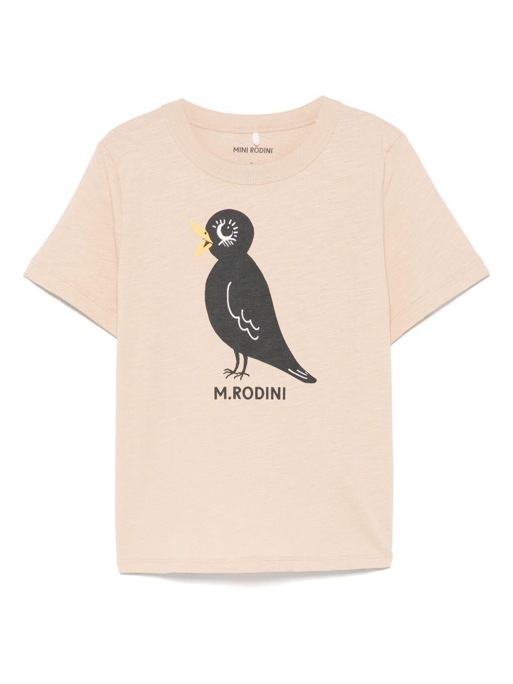T-shirt per bambini Mini Rodini beige con stampa grafica - Rubino Kids
