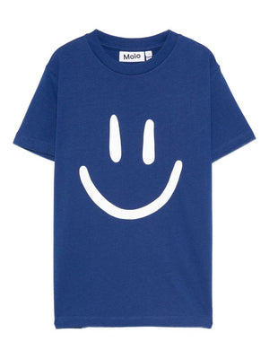 T-shirt per bambini Molo blu con stampa faccina sorridente