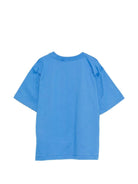 T-shirt per bambini Moschino Kids azzurro con logo sul davanti - Rubino Kids