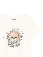 T-shirt per bambini Moschino Kids beige con stampa grafica - Rubino Kids
