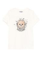 T-shirt per bambini Moschino Kids beige con stampa grafica - Rubino Kids