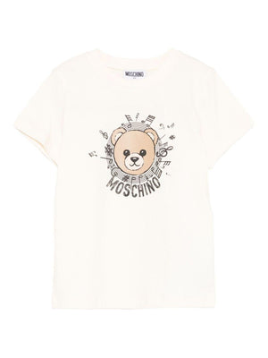 Moschino Kids beige graphic print T-shirt for children