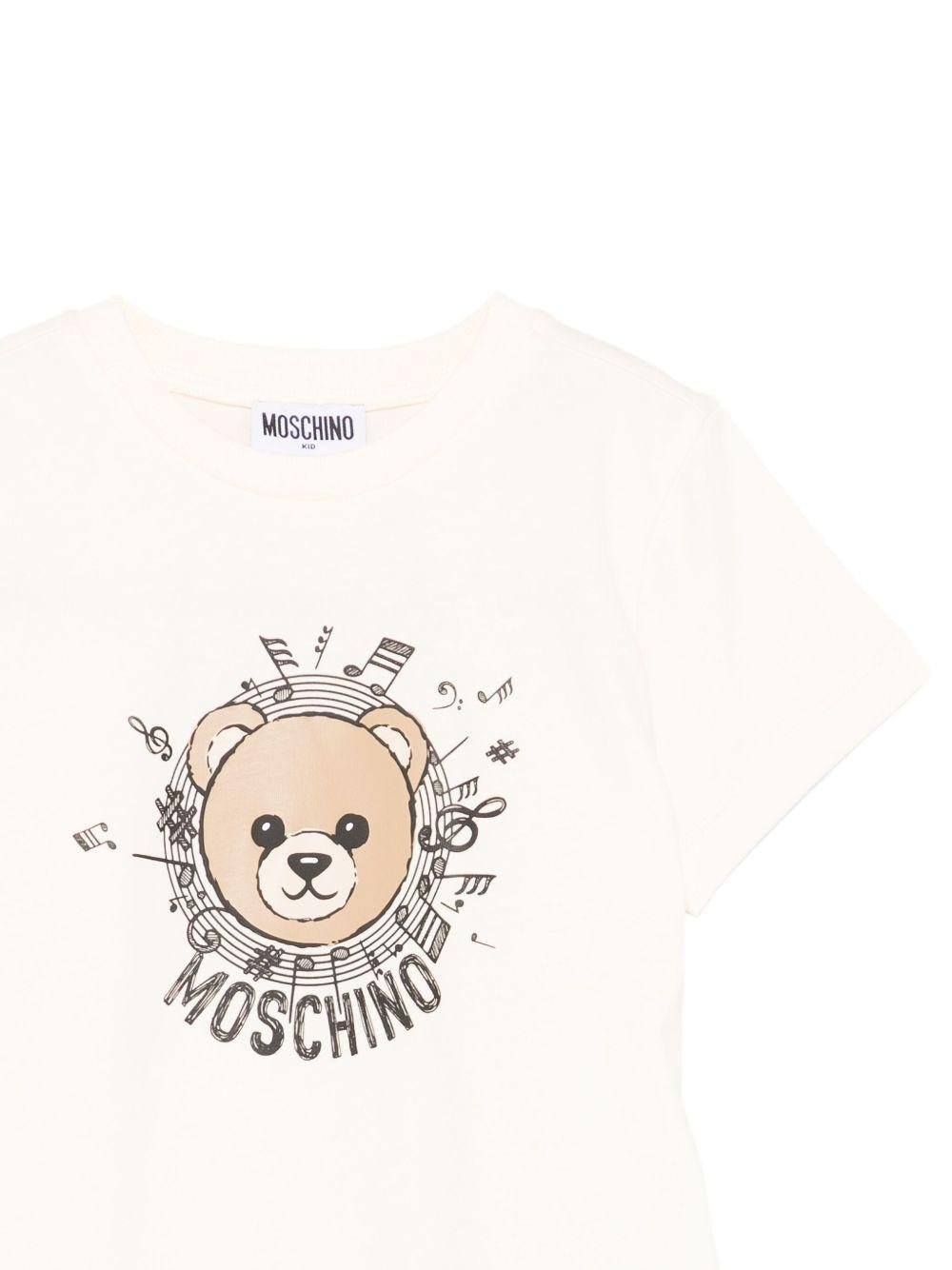 T-shirt per bambini Moschino Kids beige con stampa grafica - Rubino Kids