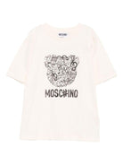 T-shirt per bambini Moschino Kids beige con stampa grafica - Rubino Kids