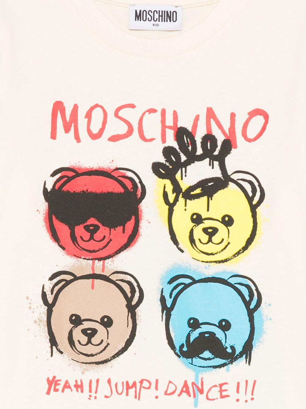 T-shirt per bambini Moschino Kids beige con stampa Teddy Bear - Rubino Kids