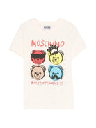 T-shirt per bambini Moschino Kids beige con stampa Teddy Bear - Rubino Kids