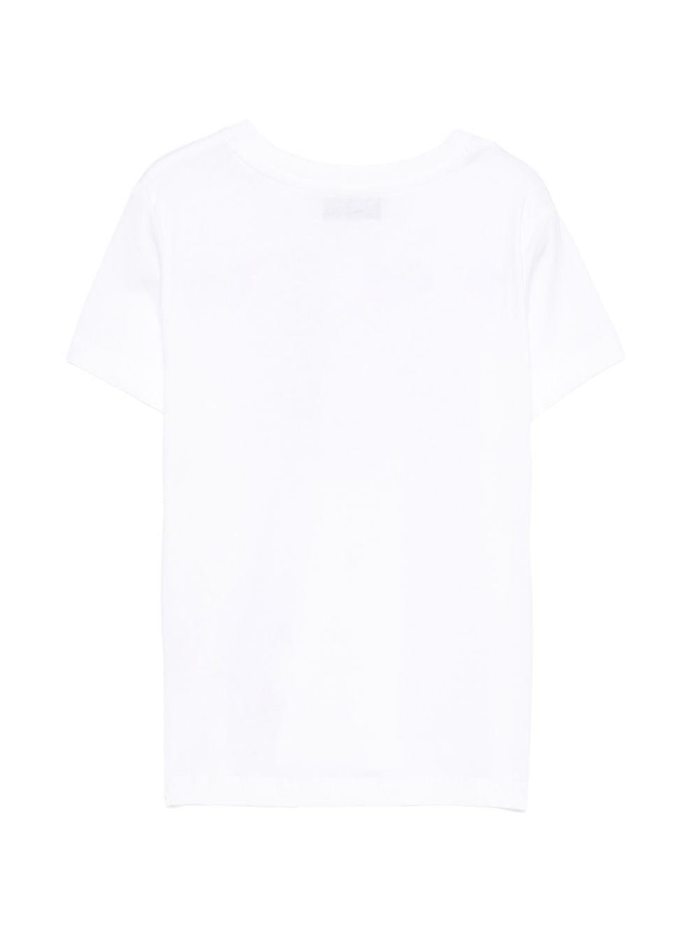 T-shirt per bambini Moschino Kids bianca con logo a spirale sul davanti - Rubino Kids