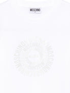 T-shirt per bambini Moschino Kids bianca con logo a spirale sul davanti - Rubino Kids