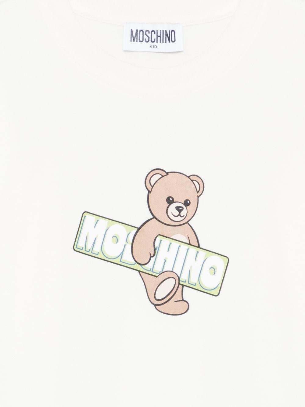 T-shirt per bambini Moschino Kids bianca con logo sul davanti - Rubino Kids