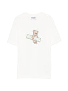 T-shirt per bambini Moschino Kids bianca con logo sul davanti - Rubino Kids