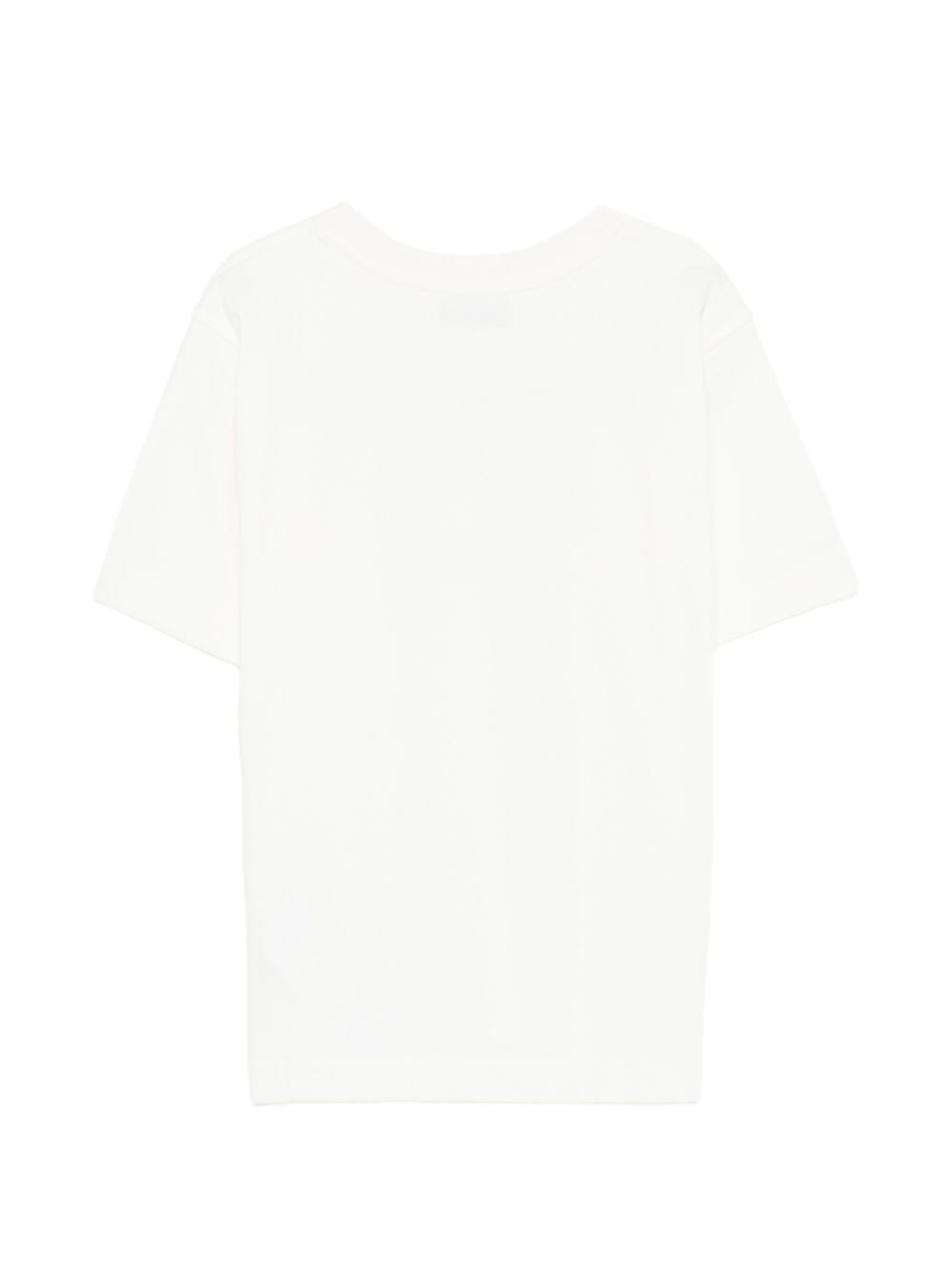 T-shirt per bambini Moschino Kids bianca con logo sul davanti - Rubino Kids