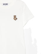 T-shirt per bambini Moschino Kids bianca con motivo Teddy Bear ricamato - Rubino Kids