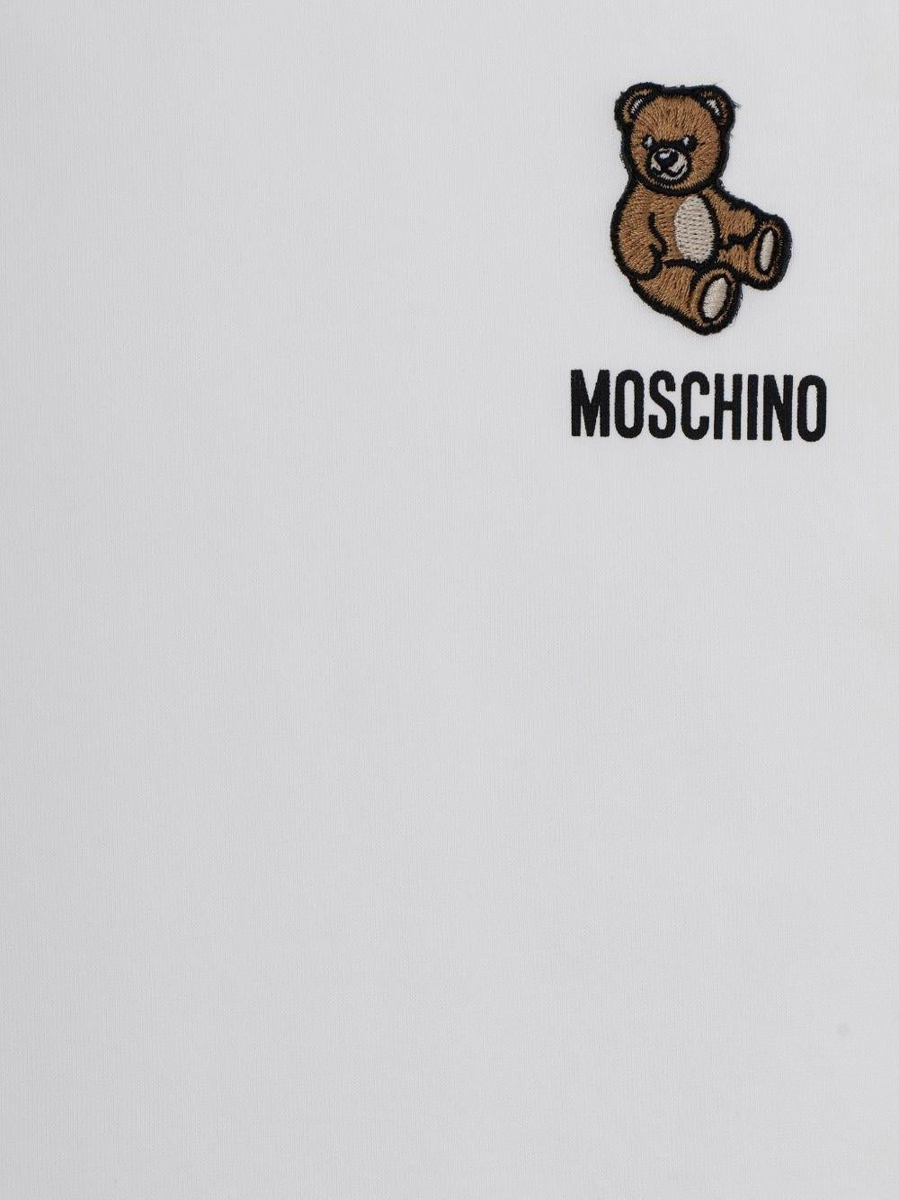 T-shirt per bambini Moschino Kids bianca con ricamo Teddy Bear - Rubino Kids