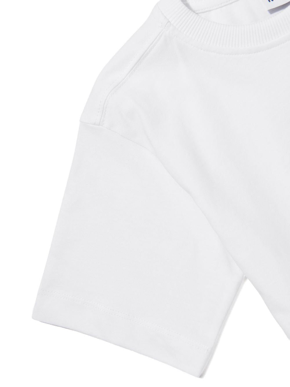 T-shirt per bambini Moschino Kids bianca con stampa grafica tre Teddy Bear - Rubino Kids