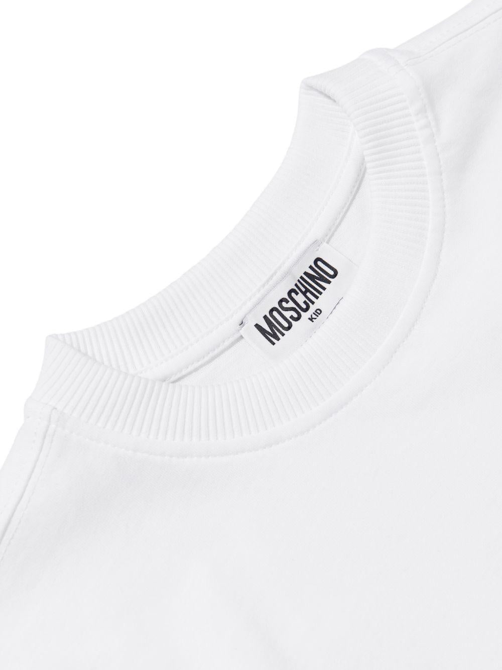 T-shirt per bambini Moschino Kids bianca con taschino sul petto - Rubino Kids