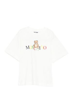 T-shirt per bambini Moschino Kids bianco con logo Teddy Bear