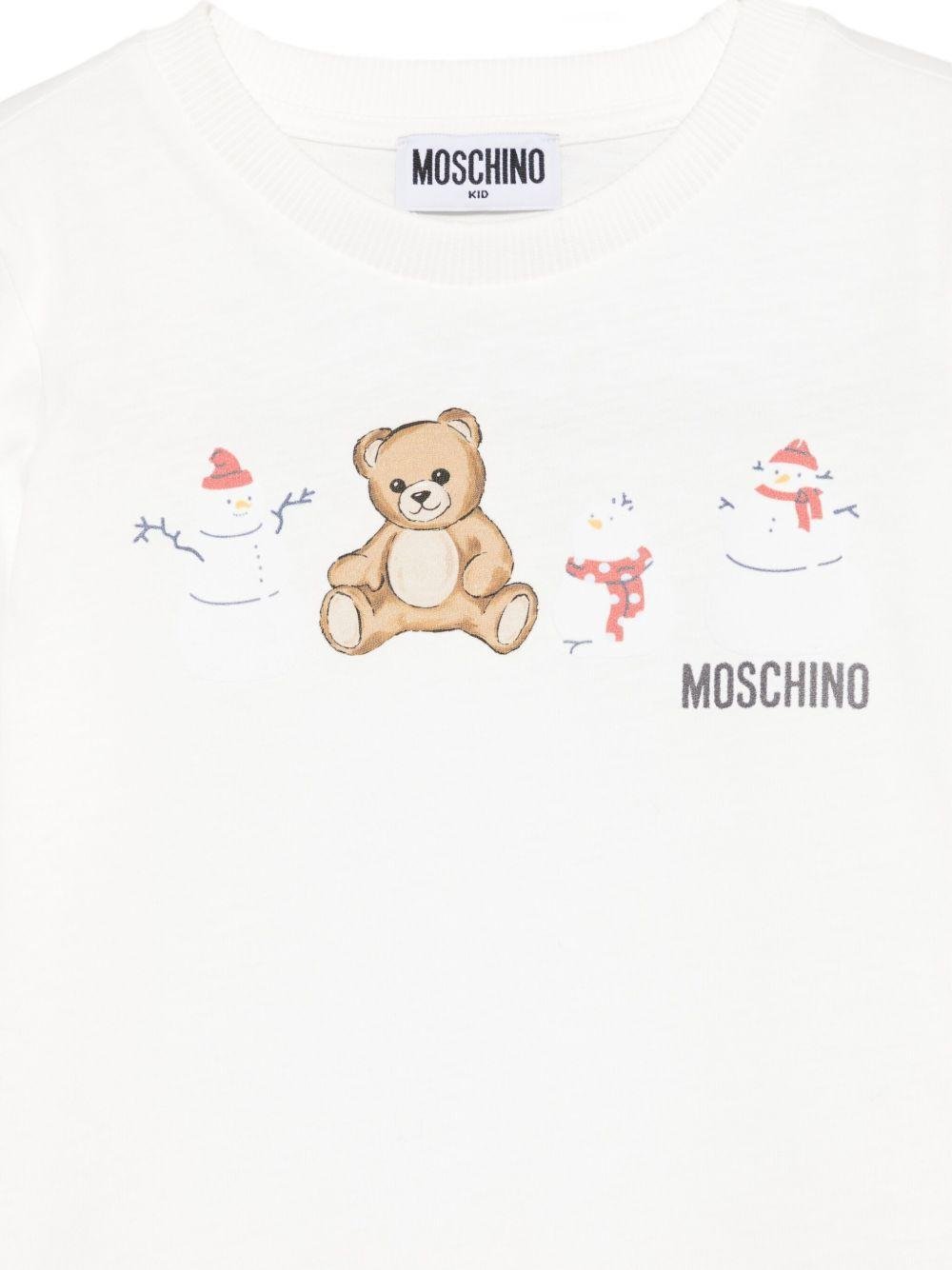 T-shirt per bambini Moschino Kids bianco con stampa grafica - Rubino Kids