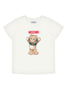 T-shirt per bambini Moschino Kids bianco con stampa grafica Teddy - Rubino Kids