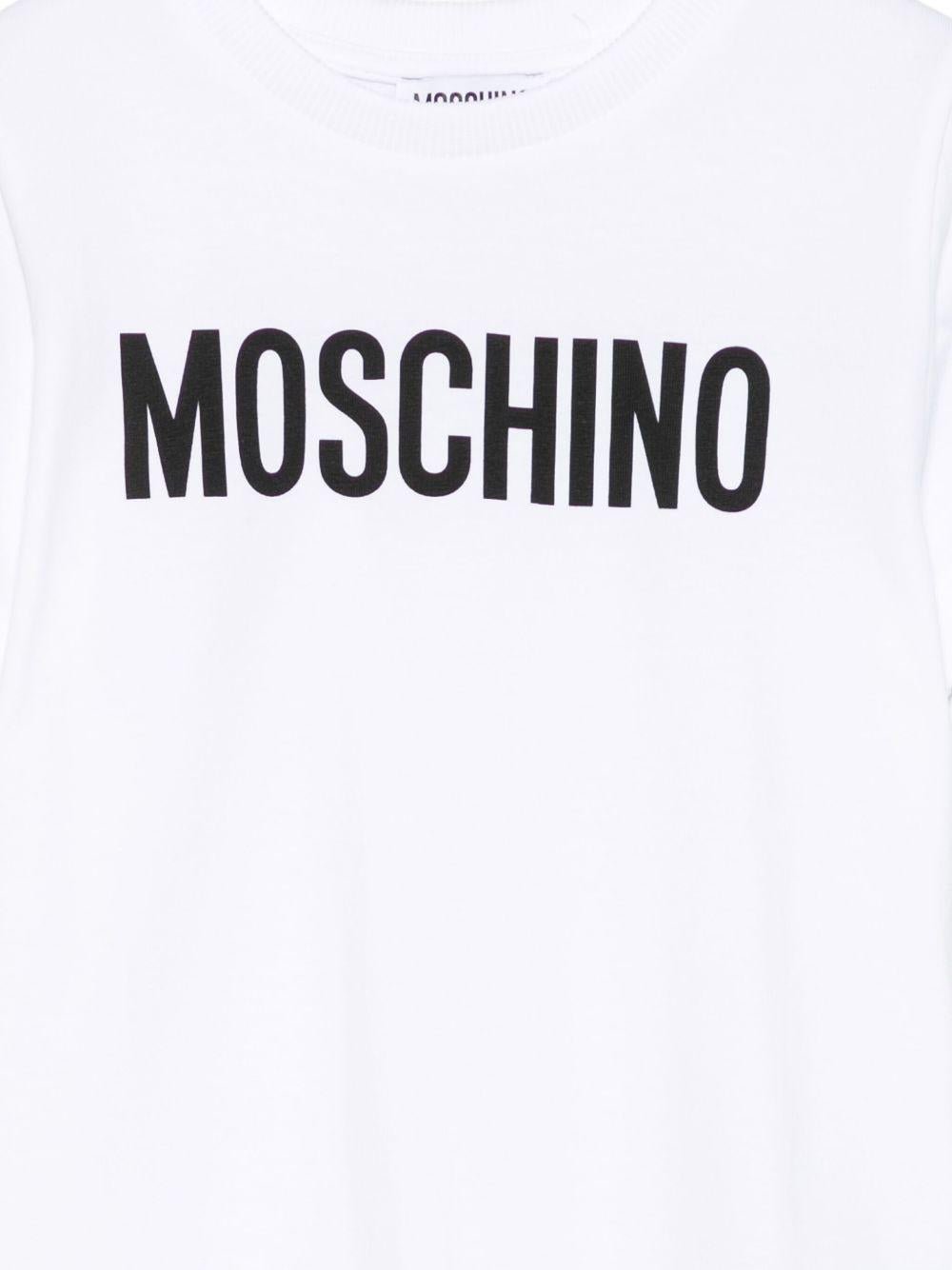 T-shirt per bambini Moschino Kids bianco con stampa logo - Rubino Kids