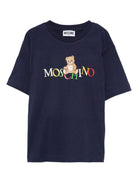 T-shirt per bambini Moschino Kids blu con motivo Teddy Bear - Rubino Kids