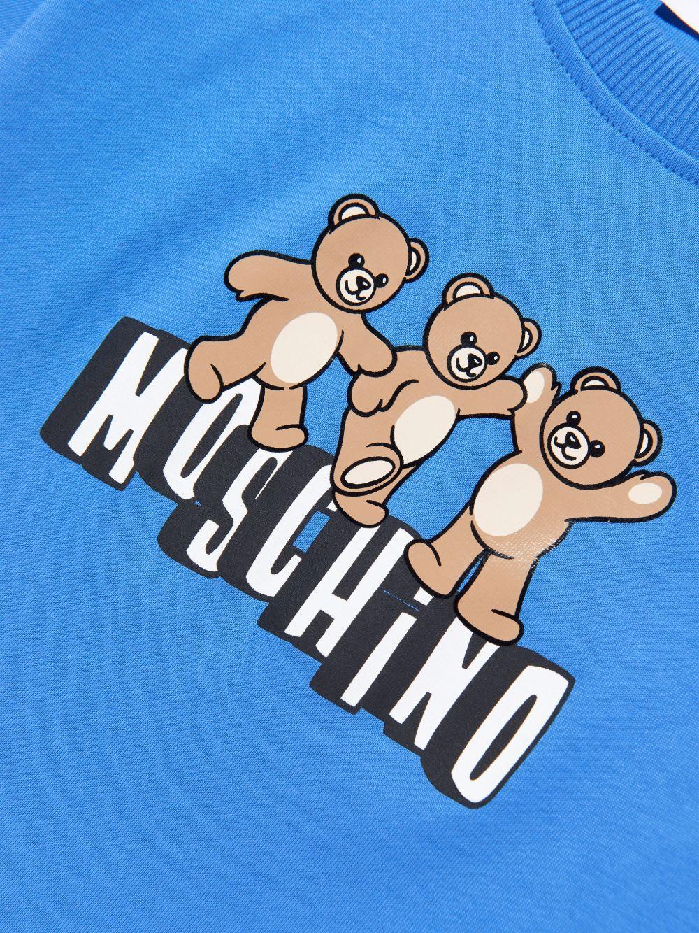 T-shirt per bambini Moschino Kids blu con stampa grafica orsetti - Rubino Kids