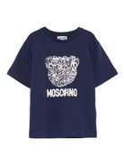 T-shirt per bambini Moschino Kids blu con stampa grafica - Rubino Kids