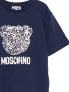 T-shirt per bambini Moschino Kids blu con stampa grafica - Rubino Kids