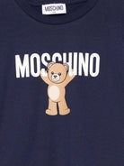 T-shirt per bambini Moschino Kids blu con stampa logo e scritta - Rubino Kids