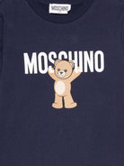 T-shirt per bambini Moschino Kids blu con stampa Teddy Bear - Rubino Kids