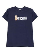 T-shirt per bambini Moschino Kids blu con stampa Teddy Bear - Rubino Kids