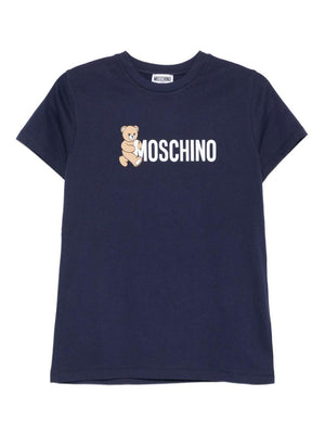 Moschino Kids blue T-shirt with Teddy Bear print