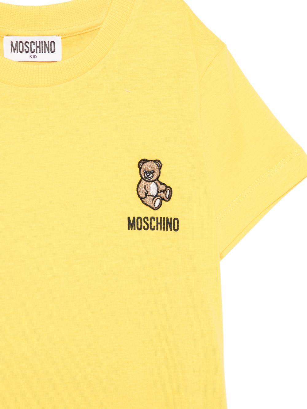 T-shirt per bambini Moschino Kids gialla con ricamo Teddy Bear - Rubino Kids