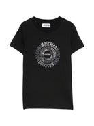T-shirt per bambini Moschino Kids nera con logo a spirale sul davanti - Rubino Kids