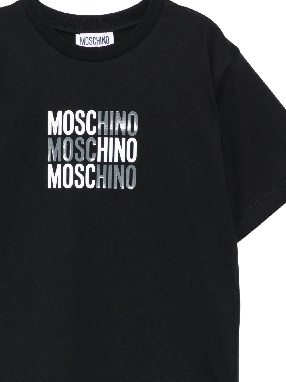 T-shirt per bambini Moschino Kids nera con logo sul davanti - Rubino Kids
