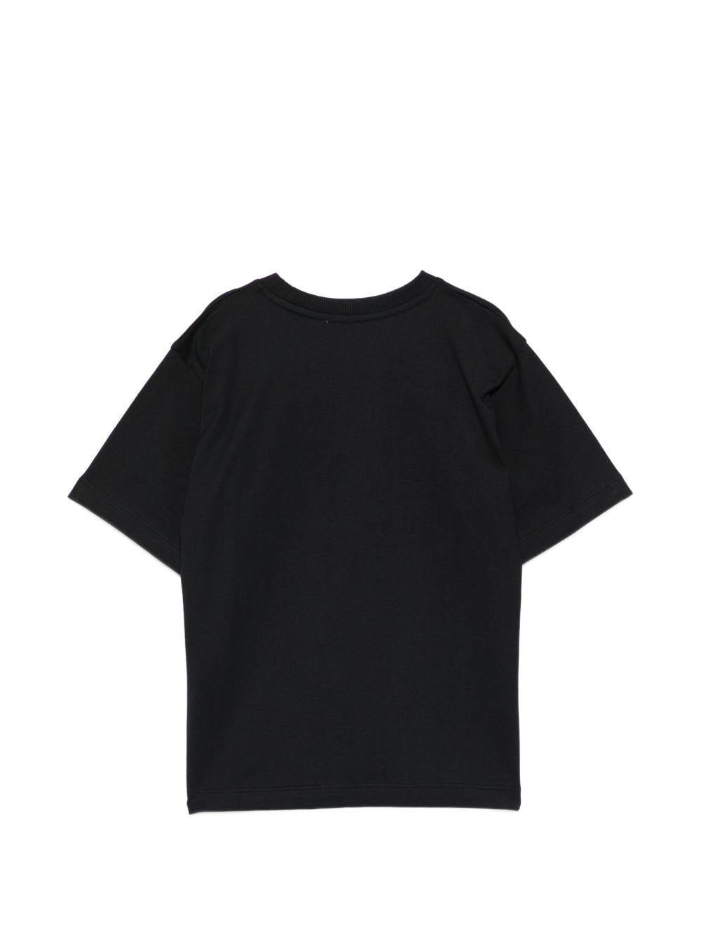 T-shirt per bambini Moschino Kids nera con logo sul davanti - Rubino Kids