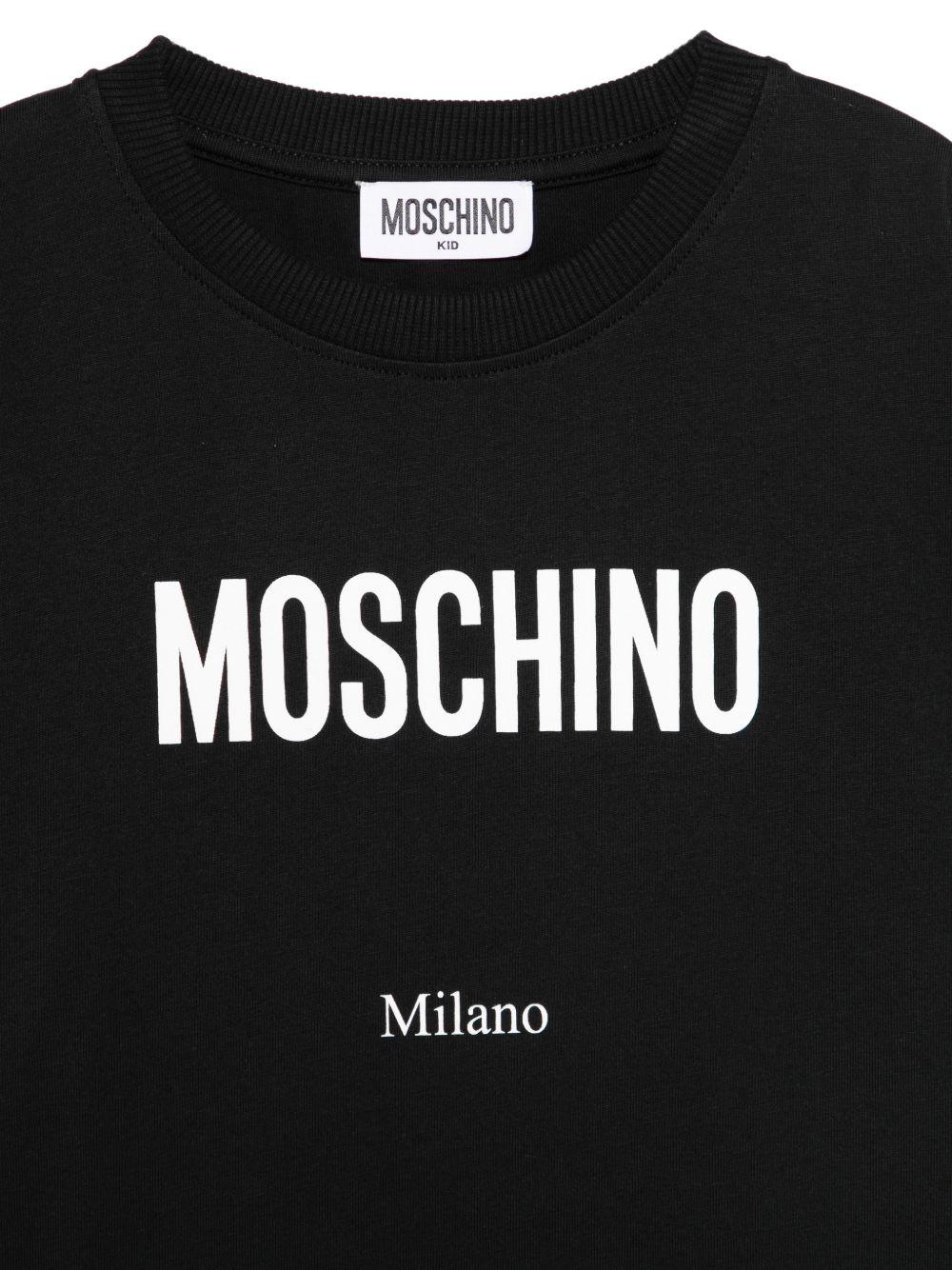 T-shirt per bambini Moschino Kids nera con logo sul davanti - Rubino Kids