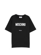 T-shirt per bambini Moschino Kids nera con logo sul davanti - Rubino Kids