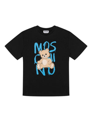 T-shirt per bambini Moschino Kids nera con logo Teddy Bear