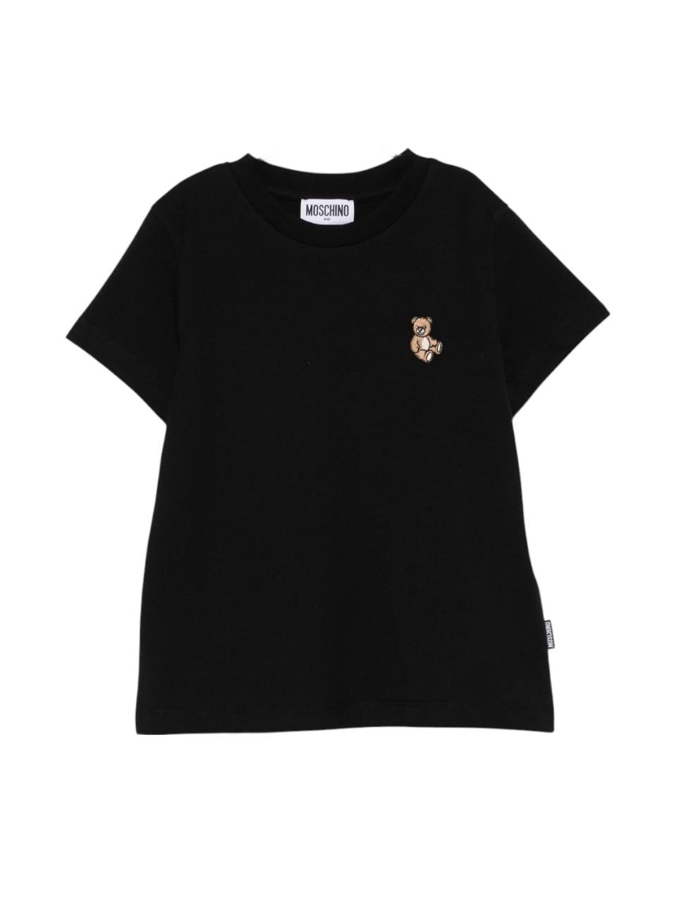 T-shirt per bambini Moschino Kids nera con motivo Teddy Bear - Rubino Kids