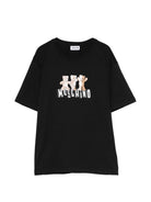 T-shirt per bambini Moschino Kids nera con stampa grafica orsetti - Rubino Kids
