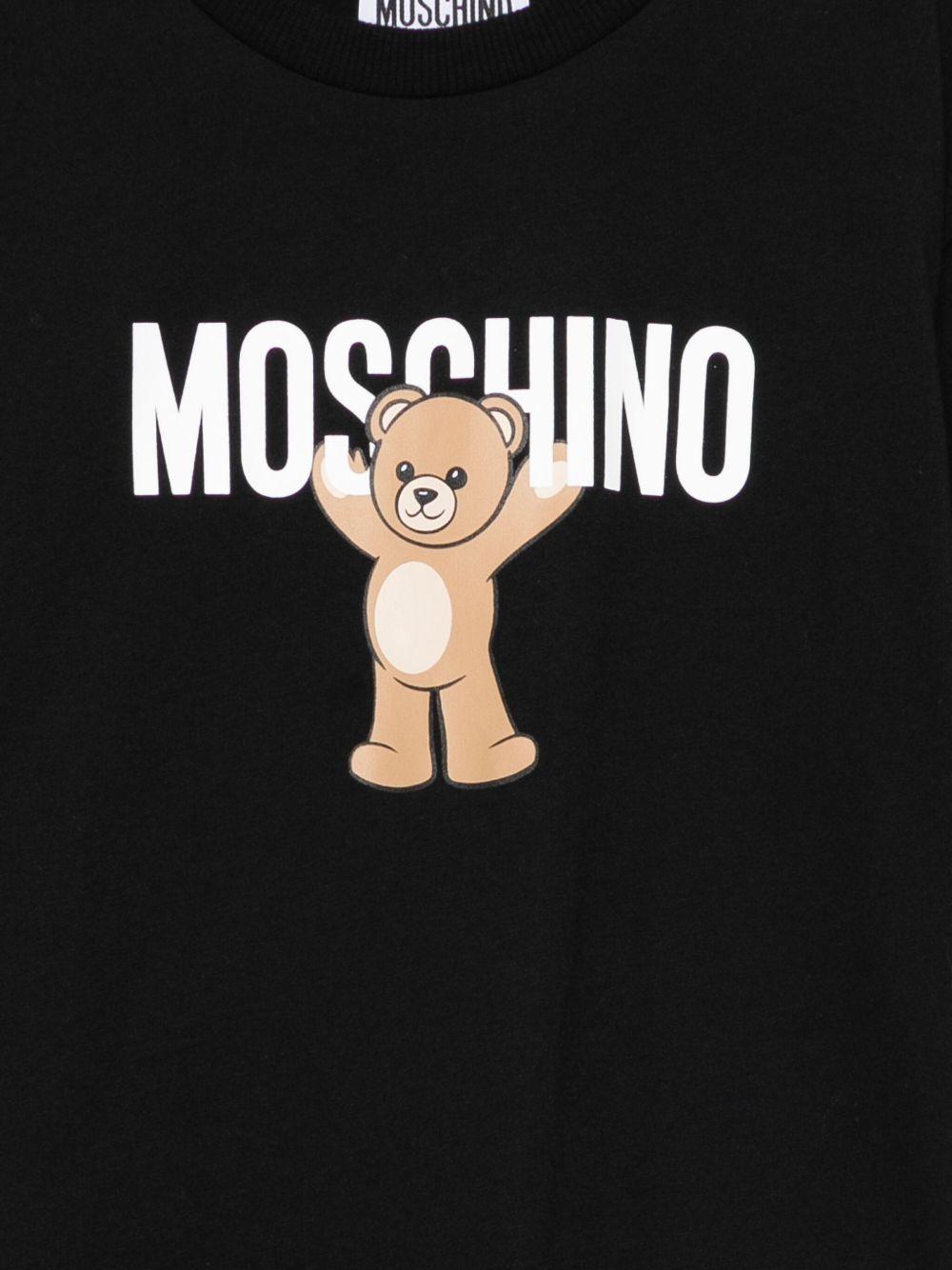 T-shirt per bambini Moschino Kids nera con stampa logo e scritta - Rubino Kids