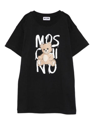 Moschino Kids black teddy bear print T-shirt for children