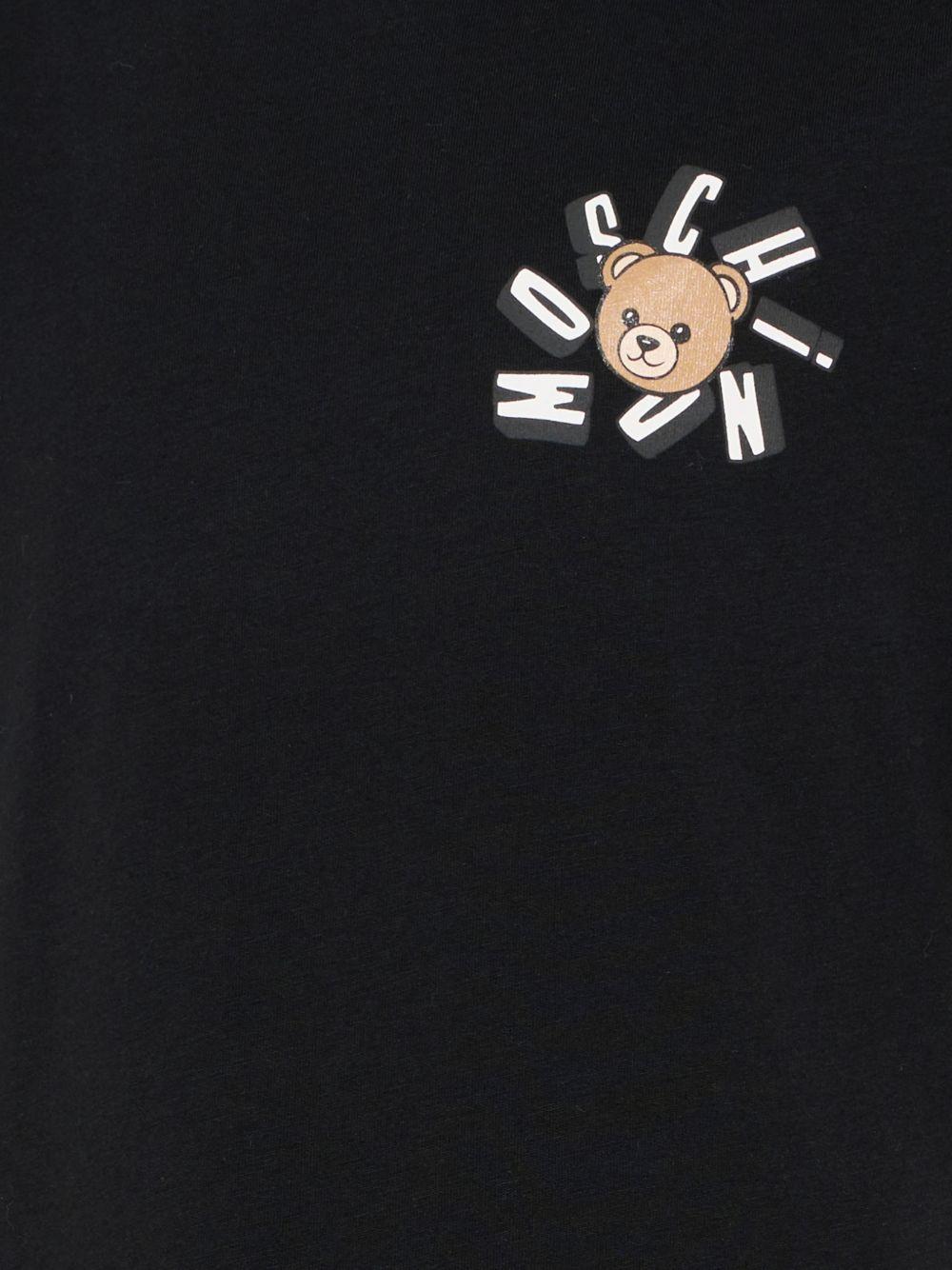 T-shirt per bambini Moschino Kids nera con stampa Teddy Bear - Rubino Kids