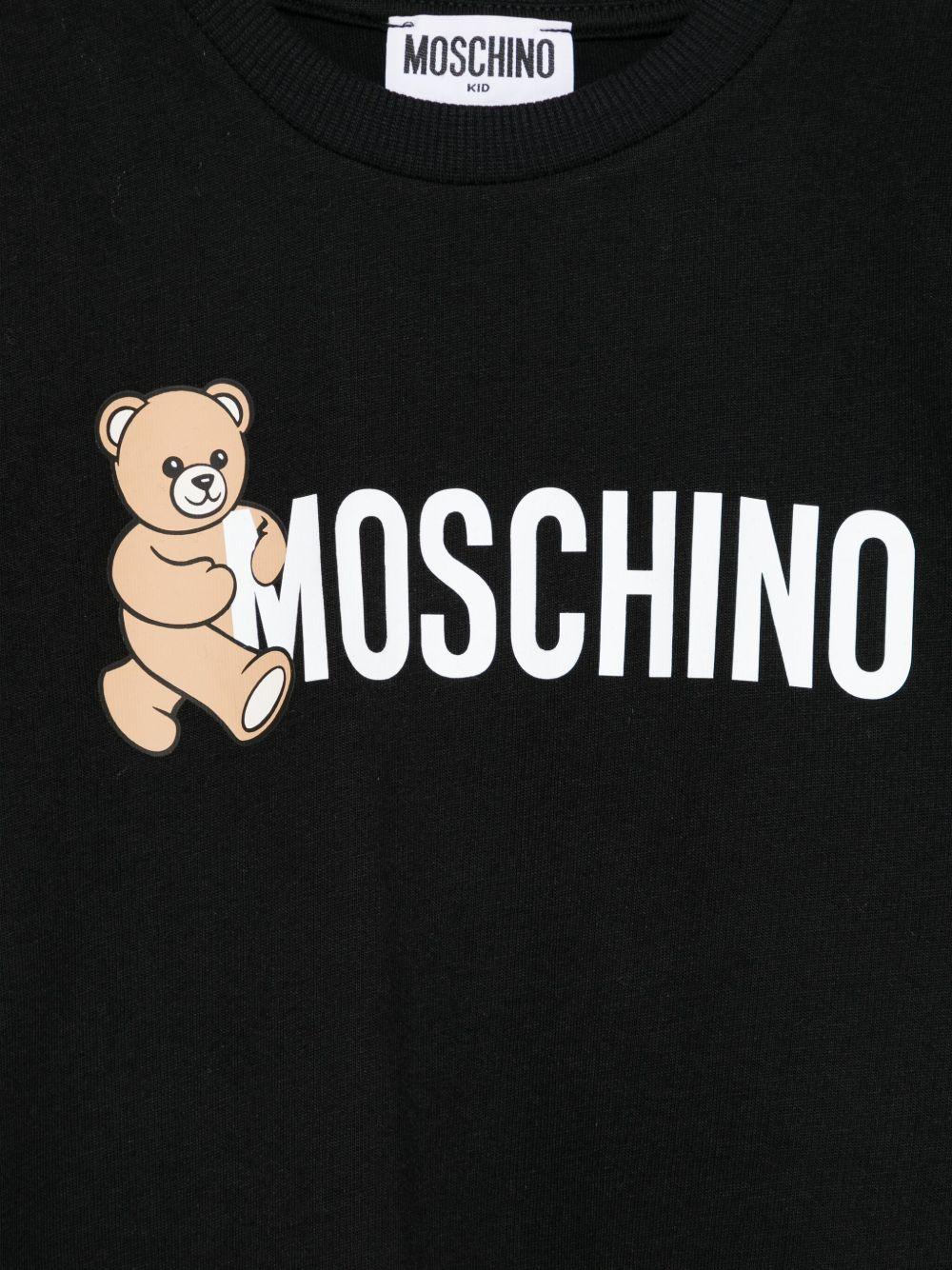 T-shirt per bambini Moschino Kids nera con stampa Teddy Bear - Rubino Kids