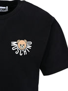 T-shirt per bambini Moschino Kids nero con logo Teddy Bear - Rubino Kids