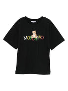 T-shirt per bambini Moschino Kids nero con motivo Teddy Bear - Rubino Kids