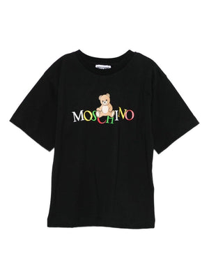 T-shirt per bambini Moschino Kids nero con motivo Teddy Bear