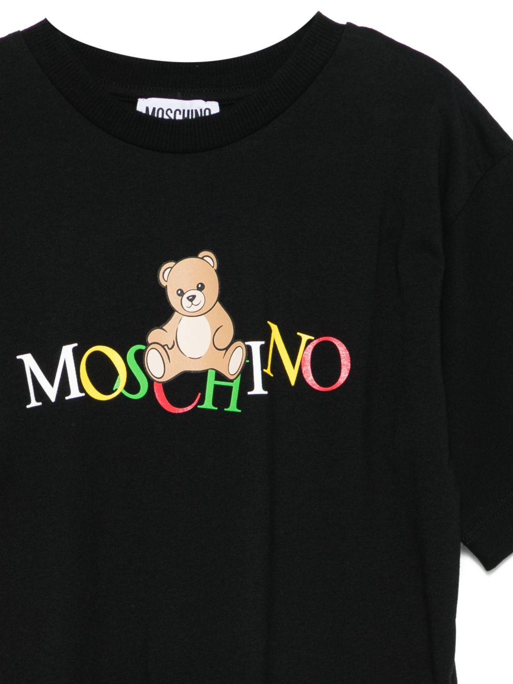 T-shirt per bambini Moschino Kids nero con motivo Teddy Bear - Rubino Kids